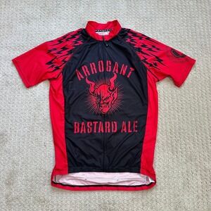 Canari Cycling Jersey Men's Large Red Arrogant Bastard Ale Full Zip Bike Shirt